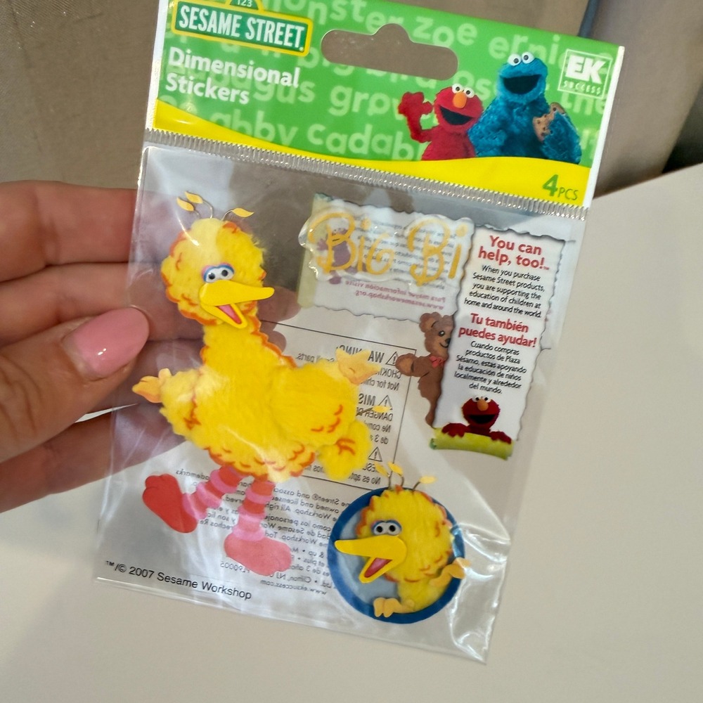 Sesame‎ Street Big Bird Dimensional Stickers EK Success 4pc Set 2007 SSBBSM NEW